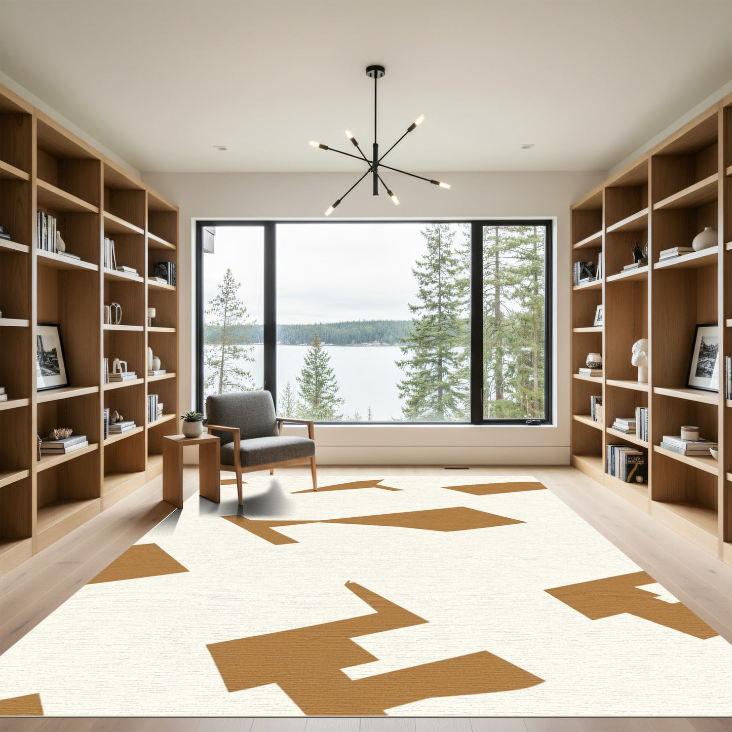 Geometric Ochre Shapes CreamRug Rug