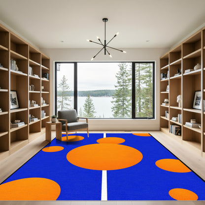Bright Orange Circles Abstract Background Rug