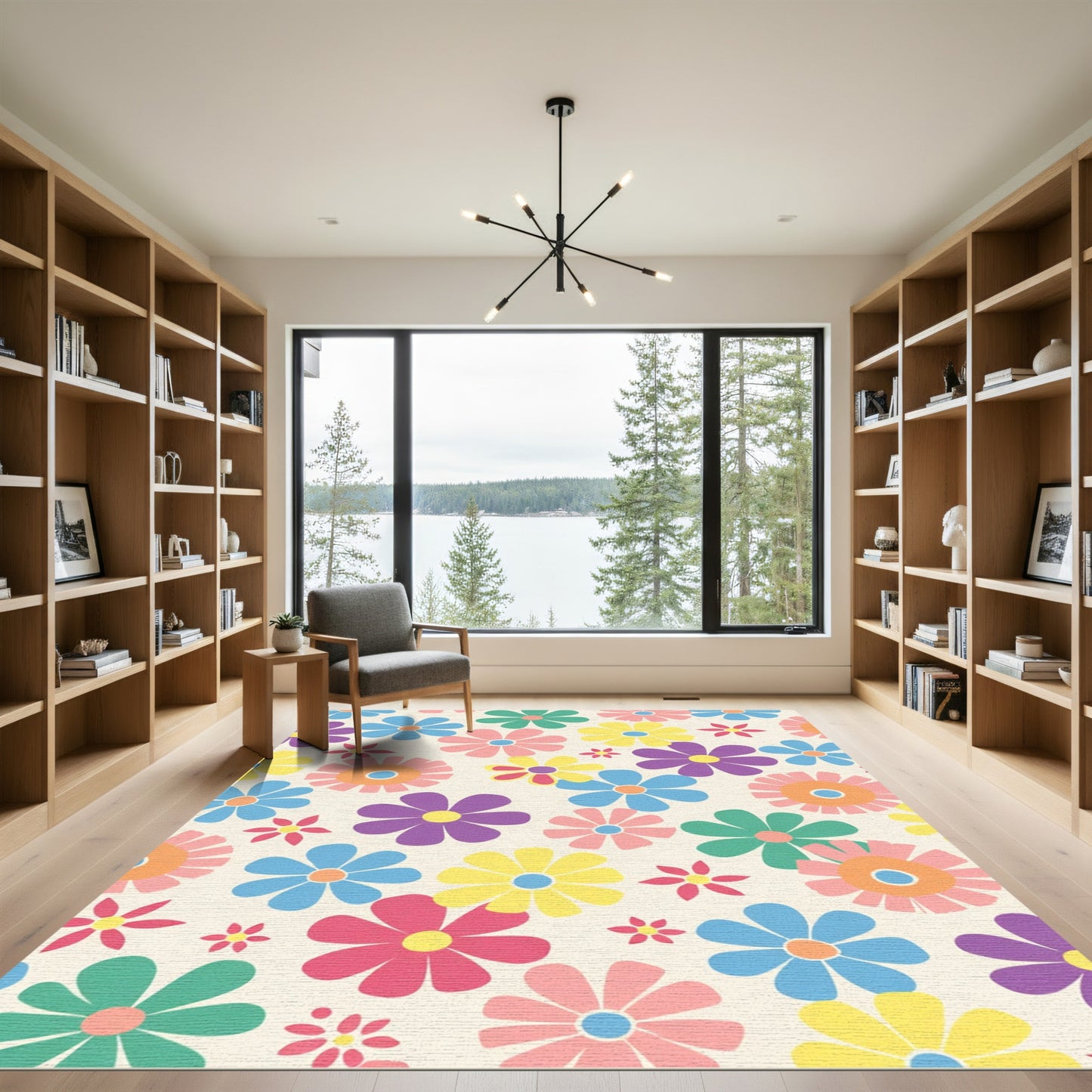 Colorful Retro Daisy Garden Rug