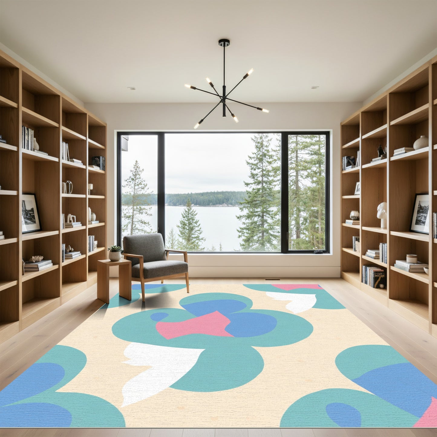 Pastel Organic Abstract Floral Rug
