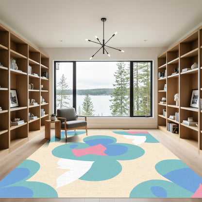 Pastel Organic Abstract Floral Rug