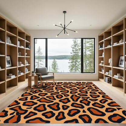 Bold Orange Black Animal Spots Rug
