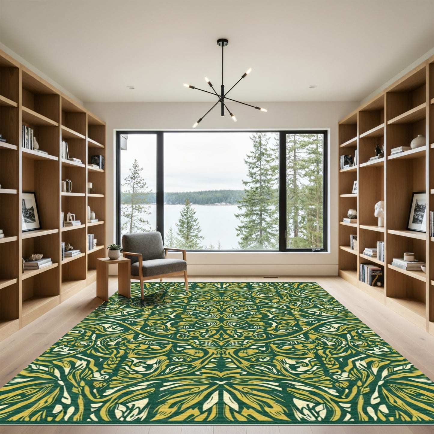 Emerald Gold Elaborate Scroll Rug