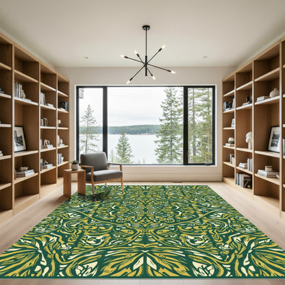 Emerald Gold Elaborate Scroll Rug