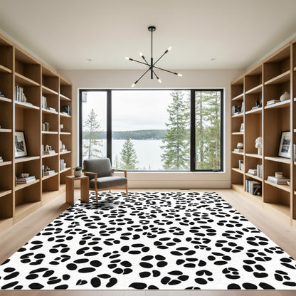 Black white polka dot scatter Rug