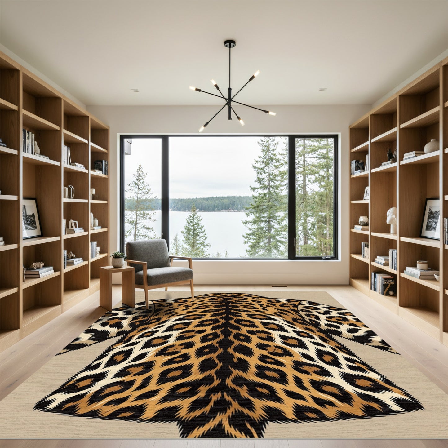 Bold Symmetrical Brown Leopard Spot Rug