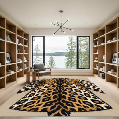 Bold Symmetrical Brown Leopard Spot Rug