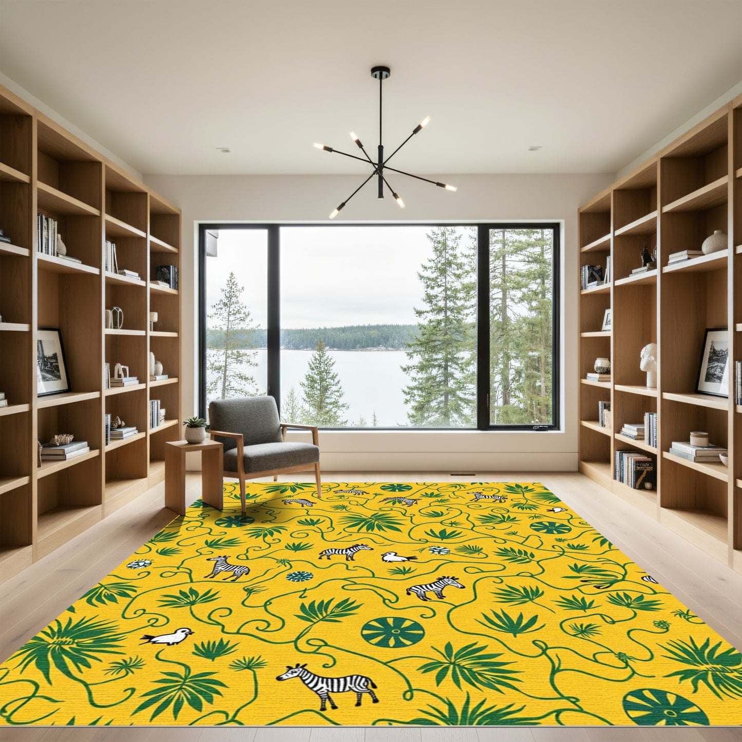 Golden Jungle Zebras And Vines Rug
