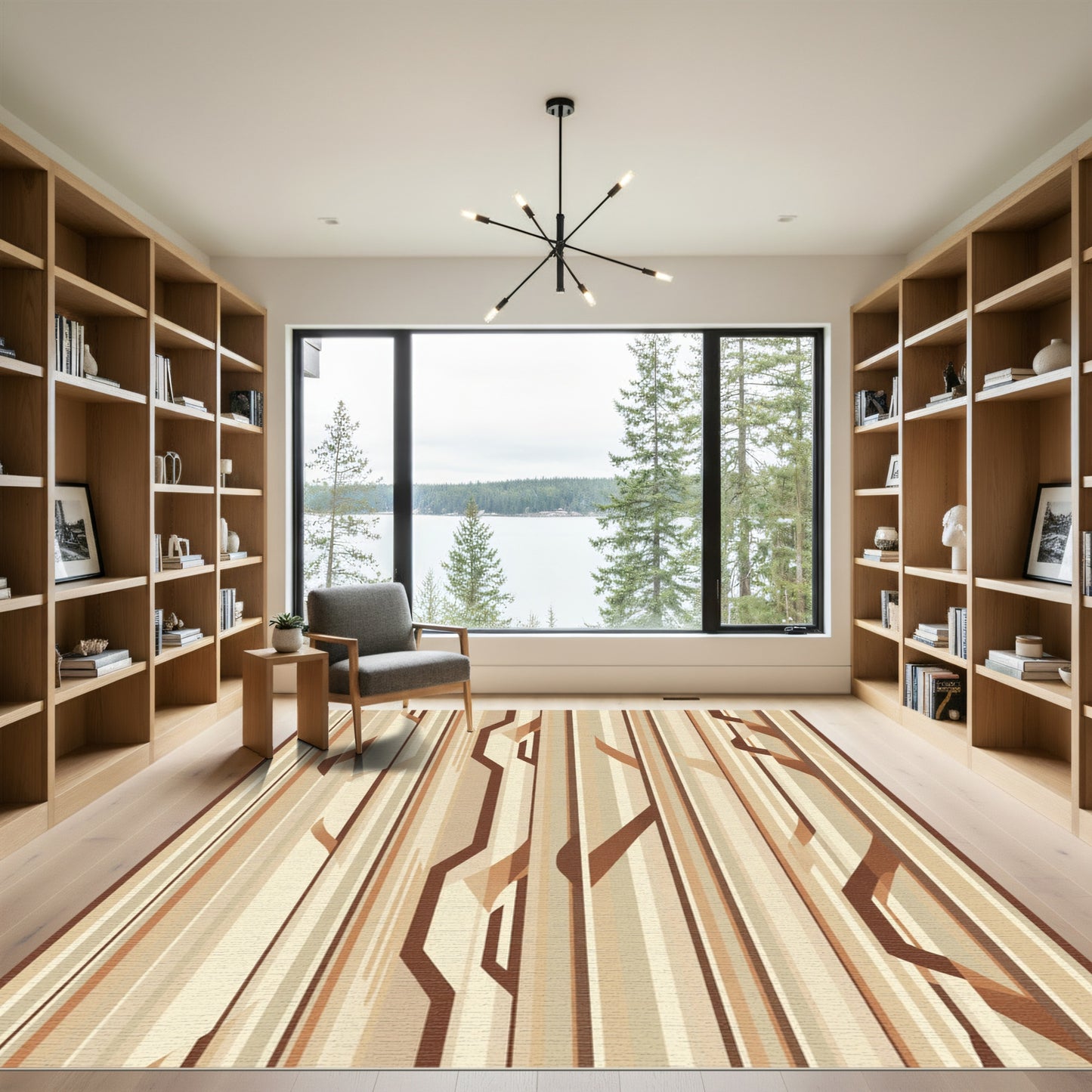 Earthy Warm Tone Vertical Stripes Rug