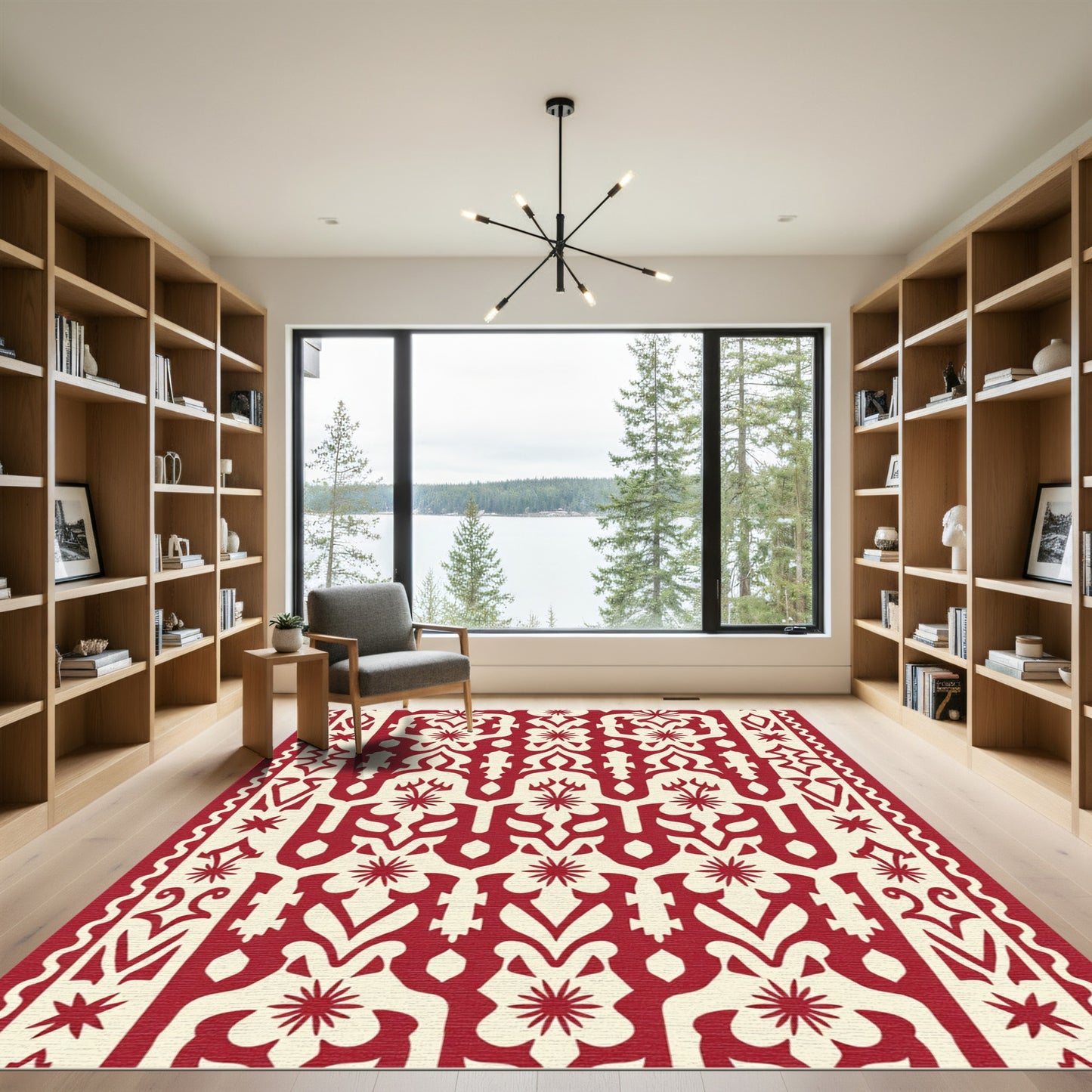 Crimson Ivory Intricate Arch Medallions Rug