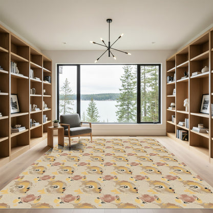 Tawny Owl Floral Repeating Arrangement Rug