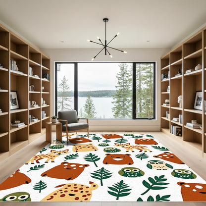 Drawn Forest Friends Owls Bears Foxes Rug