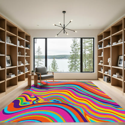 Vibrant Retro Swirl Marble Rug