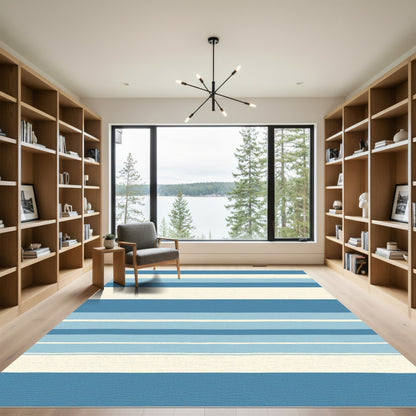 Coastal Blue Stripe Arrangement Rug