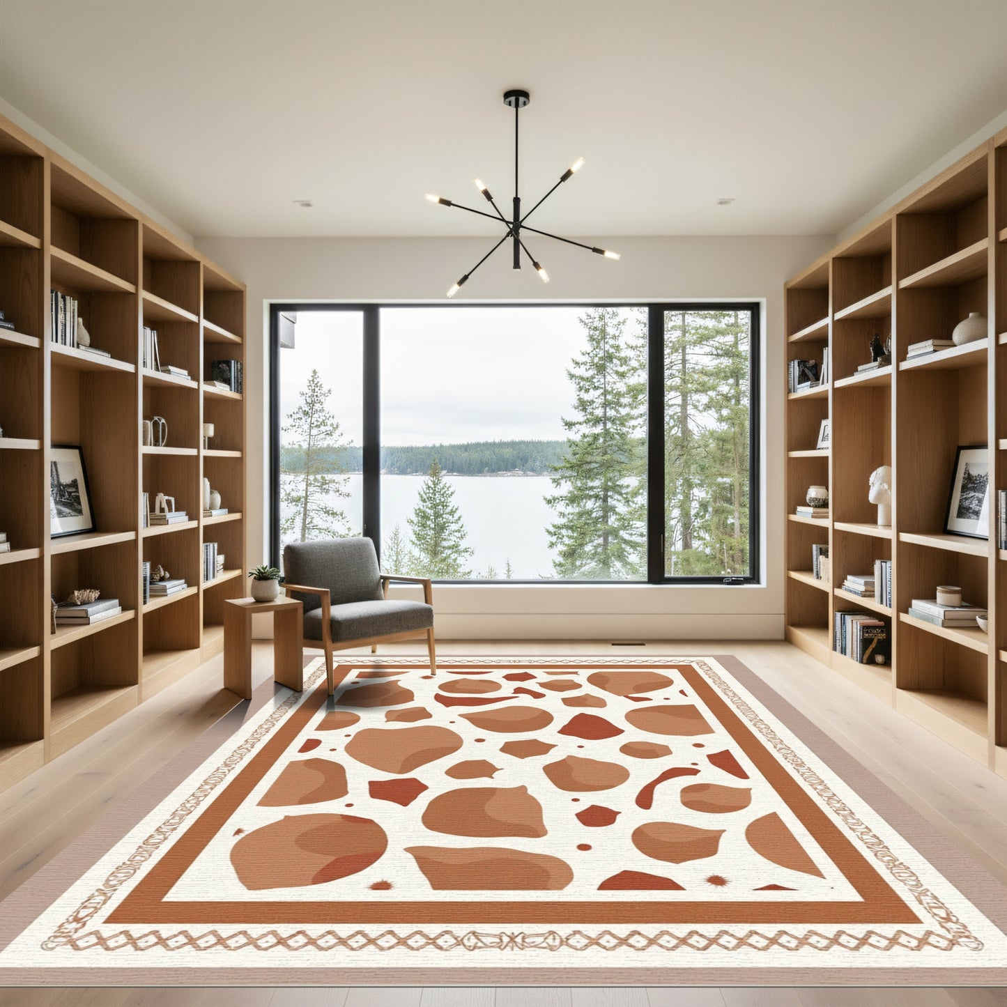 Terra Cotta Organic Midcentury Irregular Forms Rug