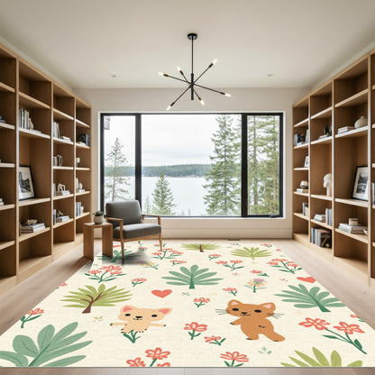 Whimsical Cat Floral Grove Rug