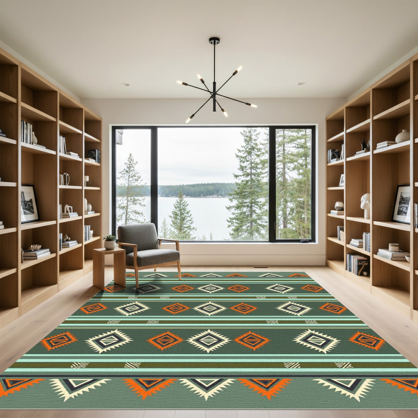 Geometric Tribal Diamond Stripes Rug
