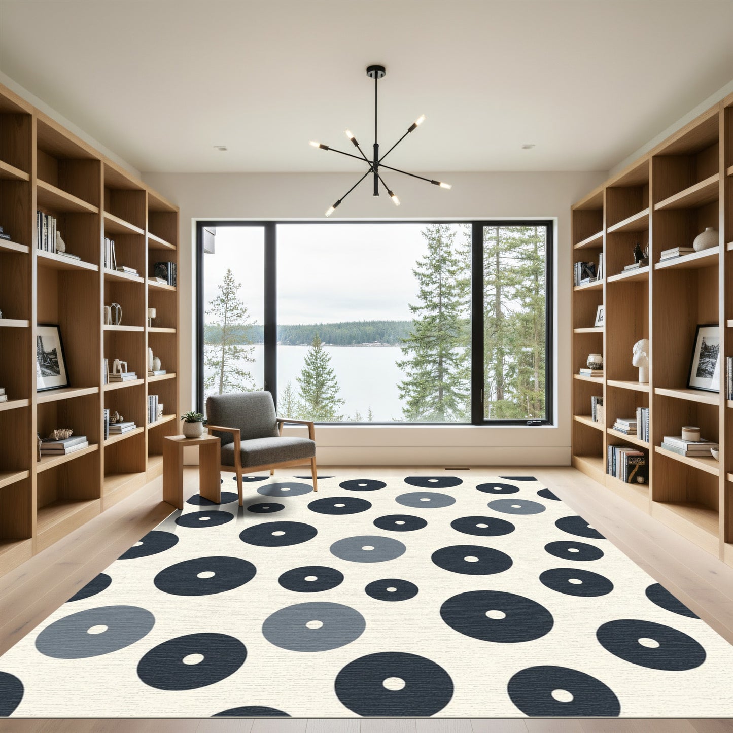 Navajo Blue Scattered Dot Arrangement Rug