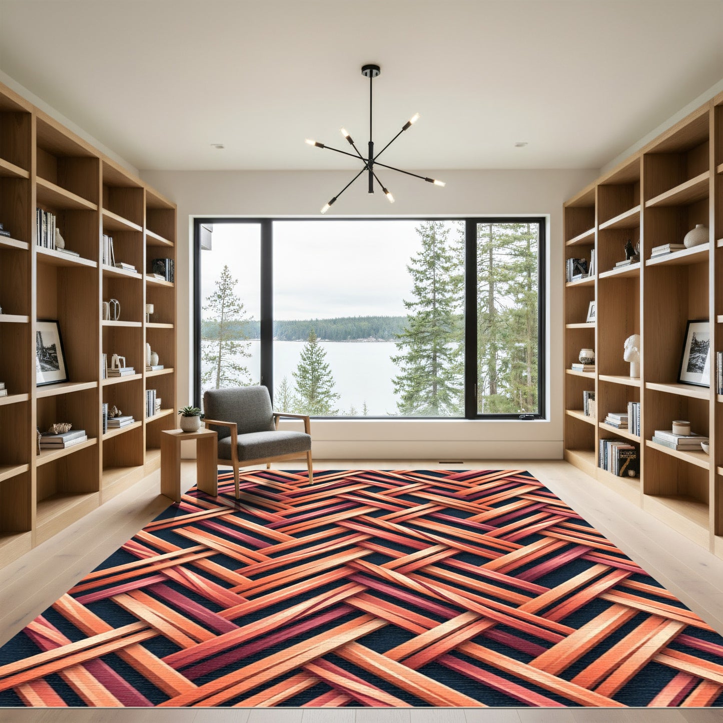Overlapping Intertwined Warm Terracotta Bands Rug