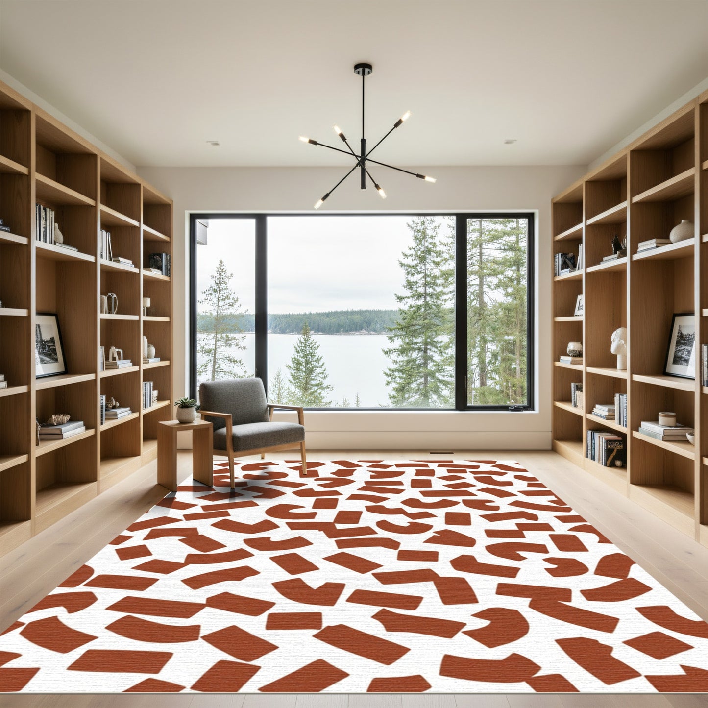 Rust Terracotta Abstract Shapes Rug
