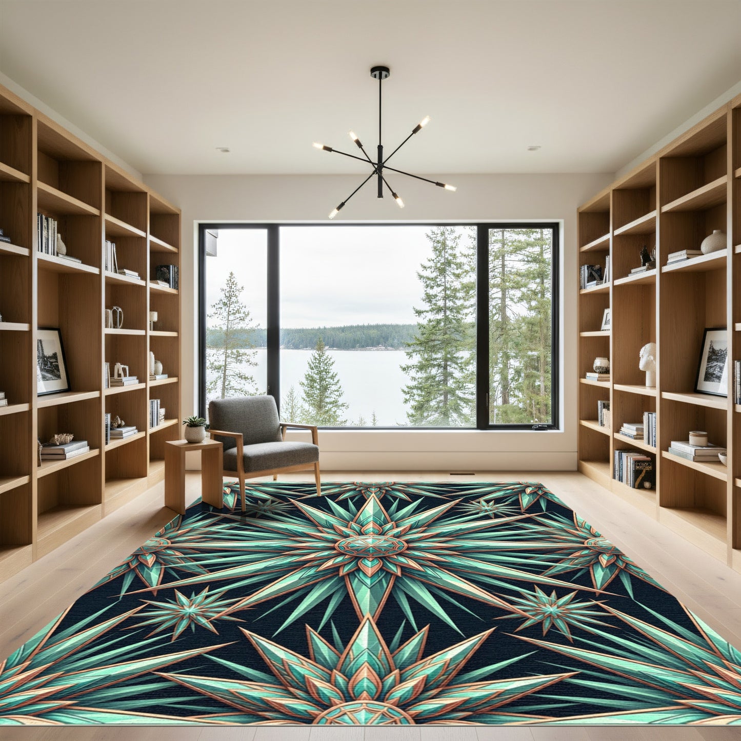 Emerald Sea Starburst Geometric Rug