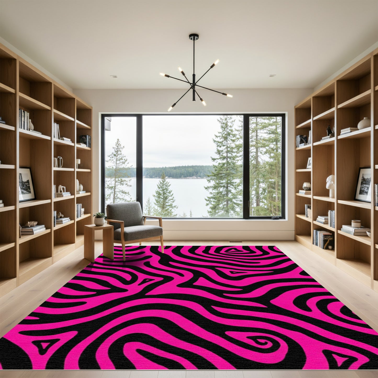 Vibrant Magenta Zebra Swirl Rug