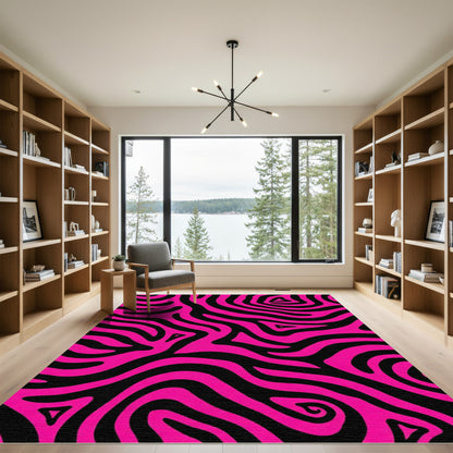 Vibrant Magenta Zebra Swirl Rug