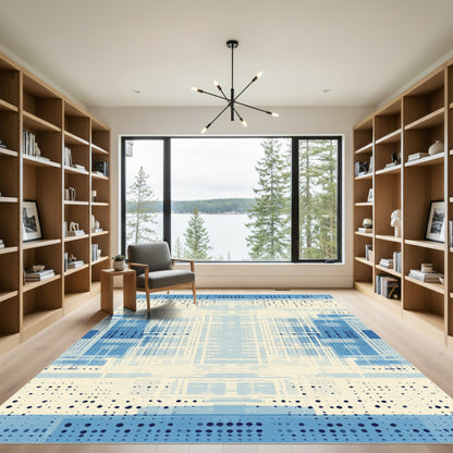 Abstract Blue Dots Geometric Rug