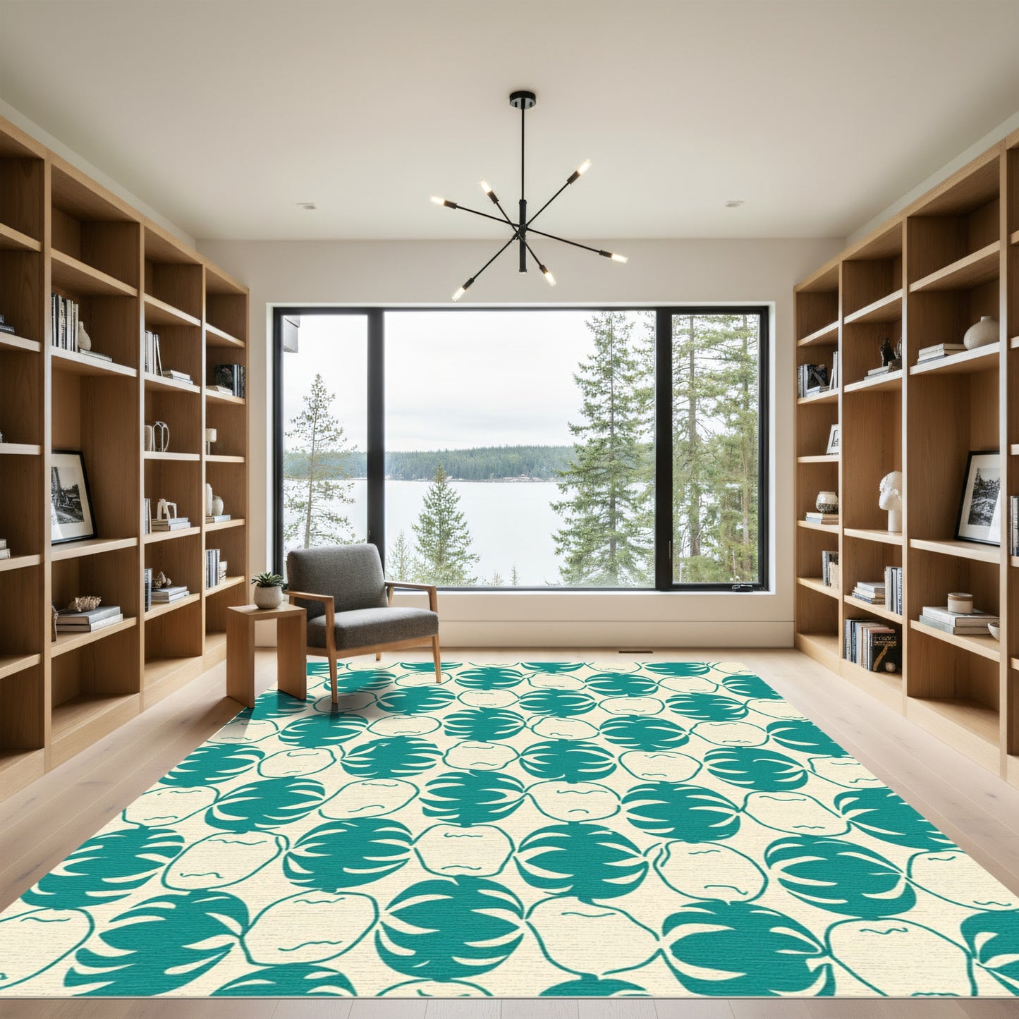 Teal Circles Organic Composition Rug