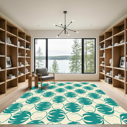 Teal Circles Organic Composition Rug