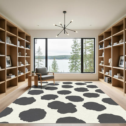 Charcoal Spots on Cream Background Rug