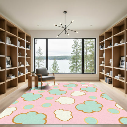 Pastel Pink Cloud Circles Rug