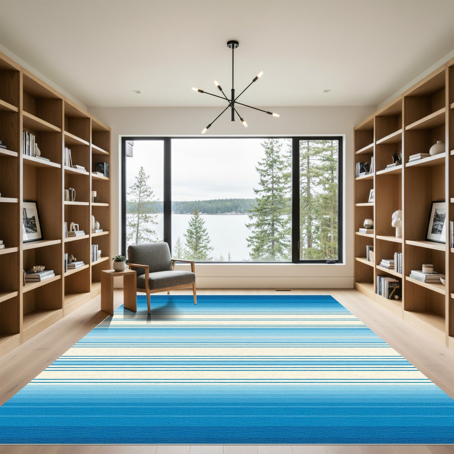 Ocean Blue Gradient Stripe Rug