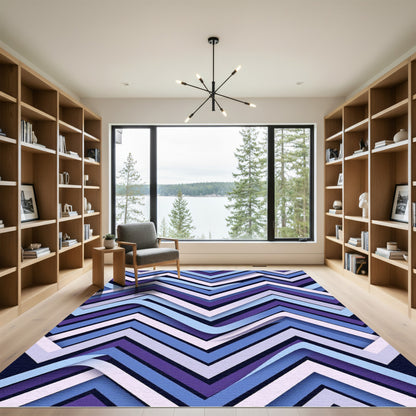 Chevron Blue Layered Zigzag Rug