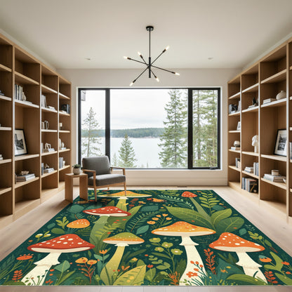 Whimsical Toadstool Garden Beetles Rug
