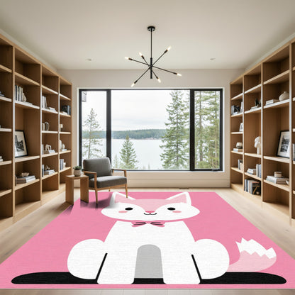 Pink Foxy With Bow Accent Rug