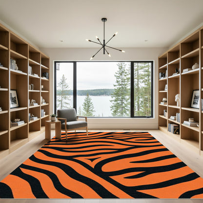 Bold Orange Black Animal Stripes Rug