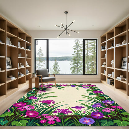 Vibrant Magenta Morning Glory Vine Rug