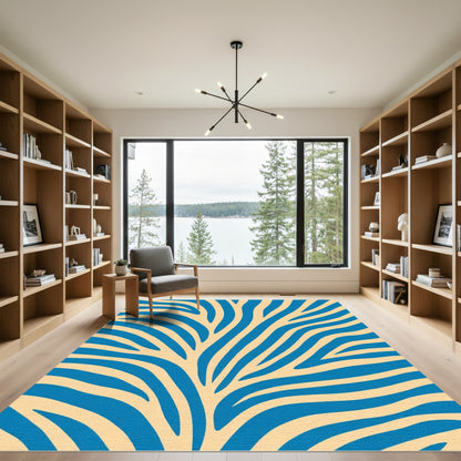 Bold Blue Wavy Stripe Rug
