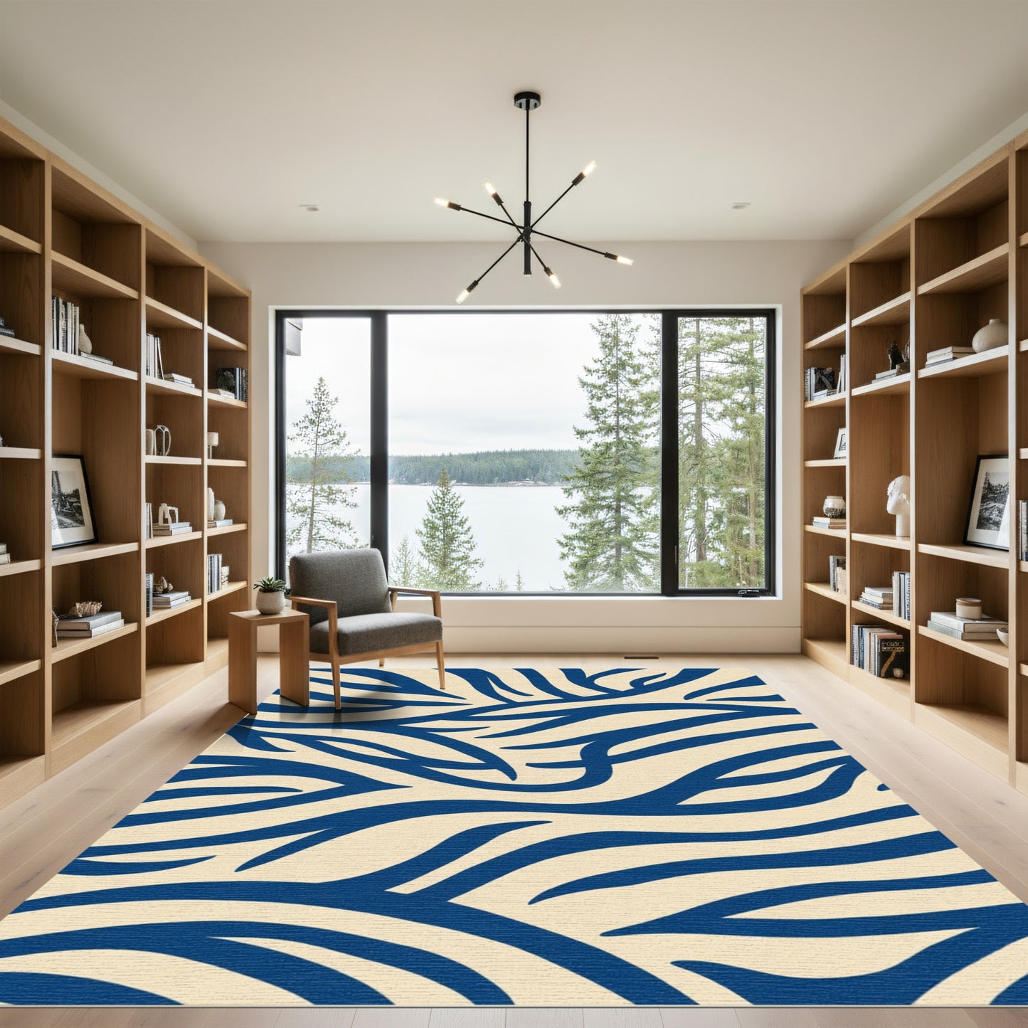 Navy Blue Organic Zebra Stripes Rug