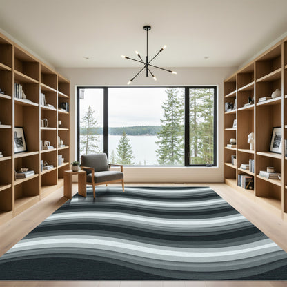 Monochromatic Gray Layered Wave Rug