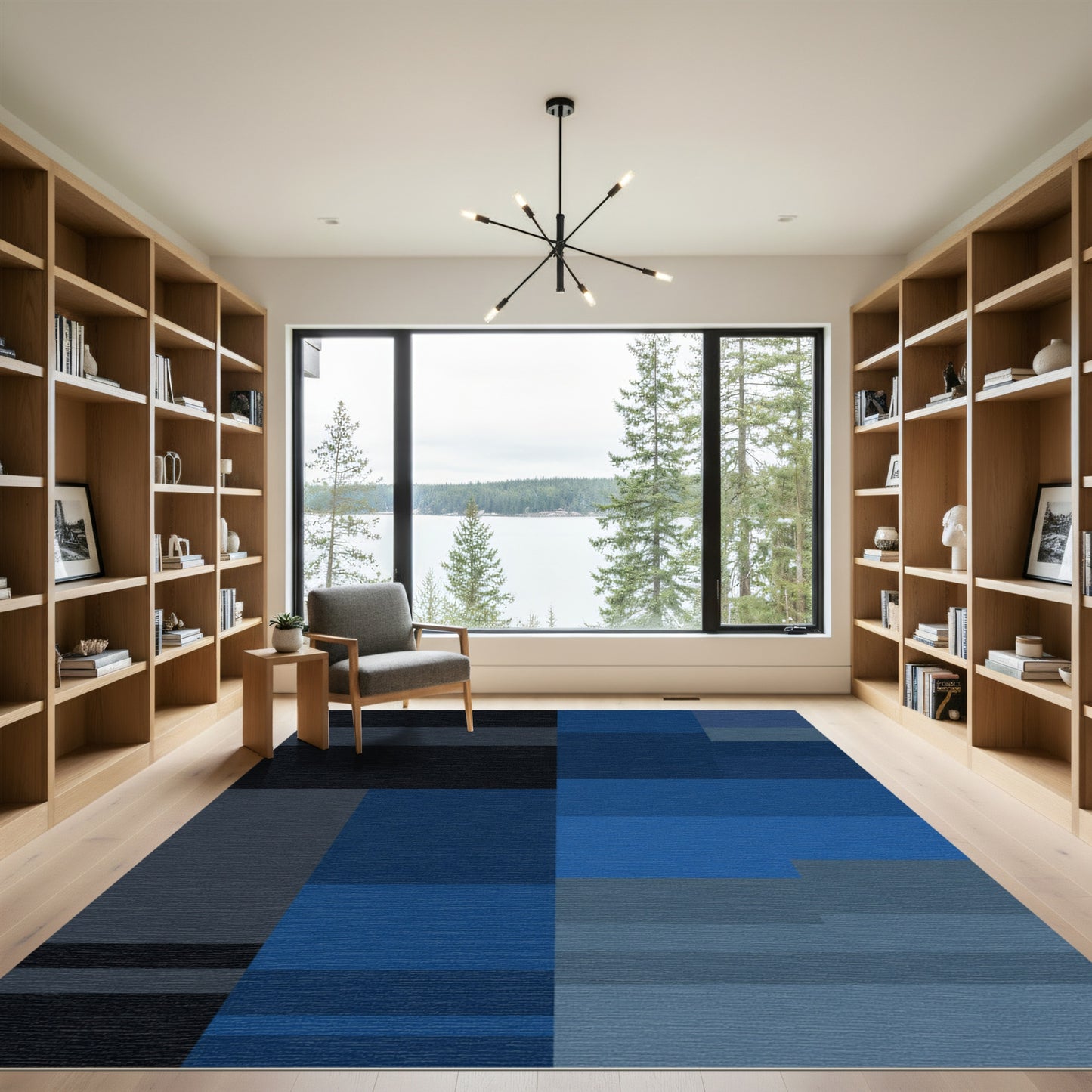 Modern Blue Gradient Abstract Rectangle Rug