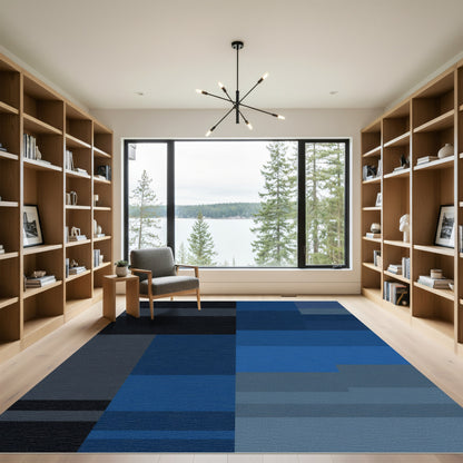 Modern Blue Gradient Abstract Rectangle Rug