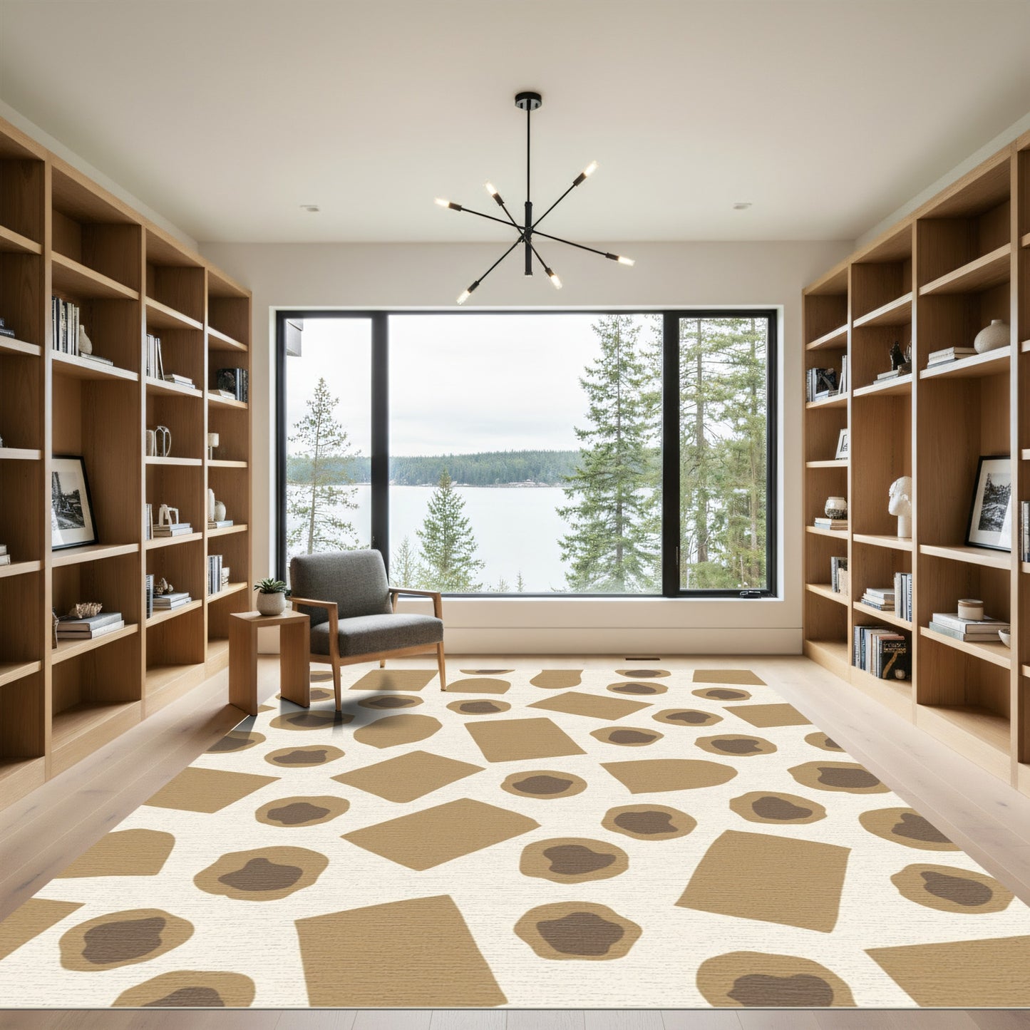 Neutral Terracotta Organic Abstract Shapes Rug