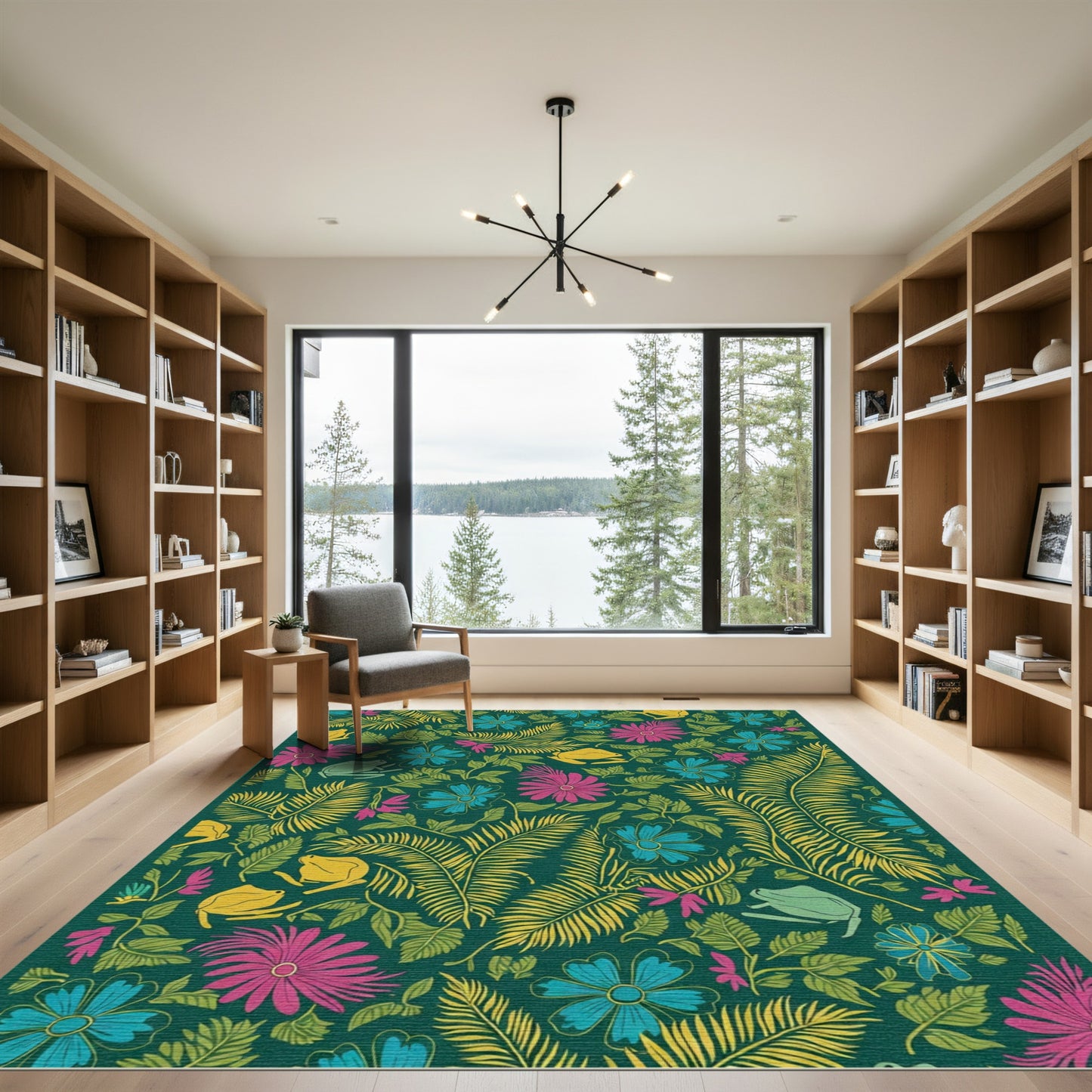 Vibrant Tropical Frog Floral Jungle Rug