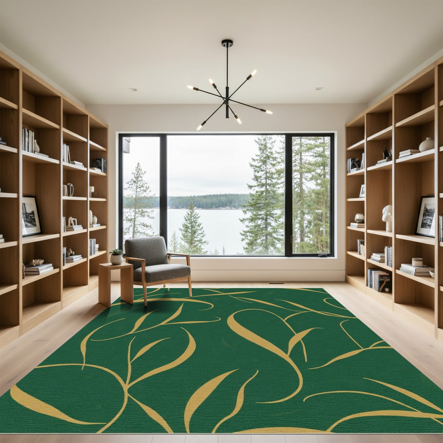 Elegant Gold Leaf Vine Rug