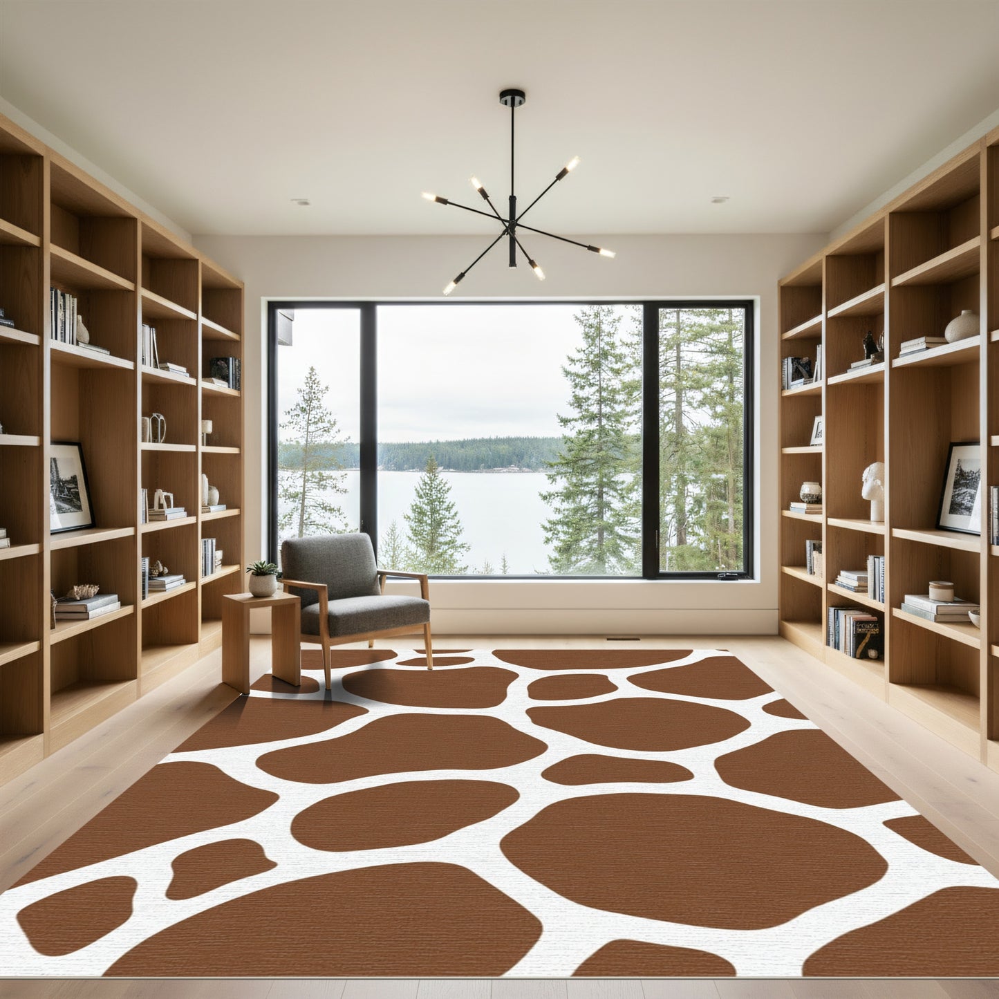 Brown White Giraffe Spot Accents Rug