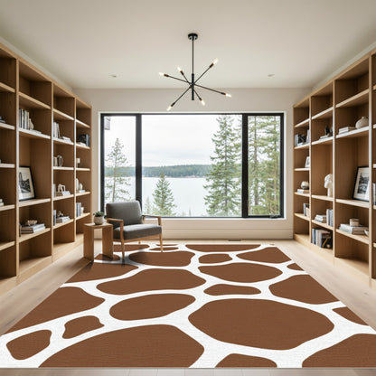 Brown White Giraffe Spot Accents Rug