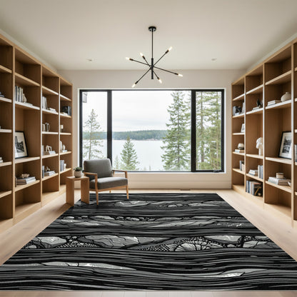 Monochrome Rock Vein Linear Rug