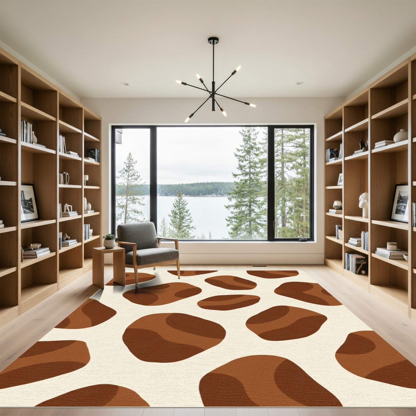 Brown Cream Irregular Spots Rug
